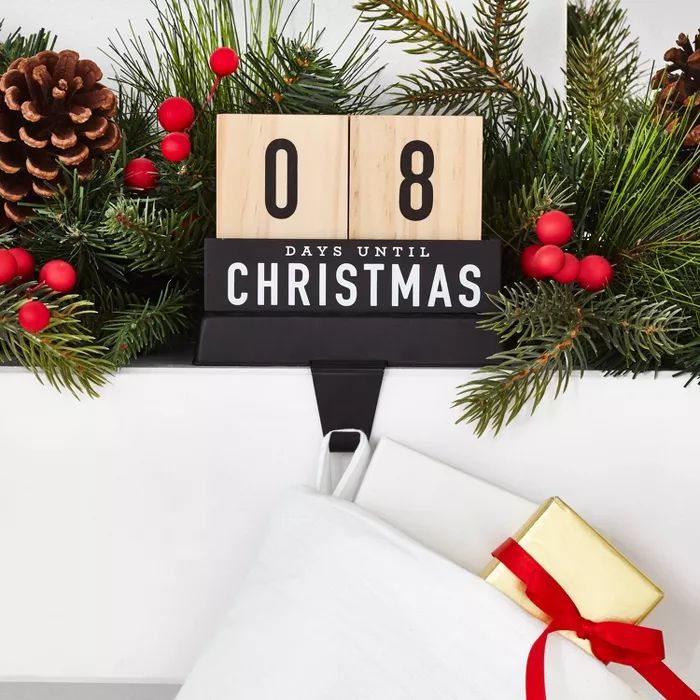 Countdown Stocking Holder with Tapered Hook & Wooden Blocks Matte Black - Wondershop™ | Target