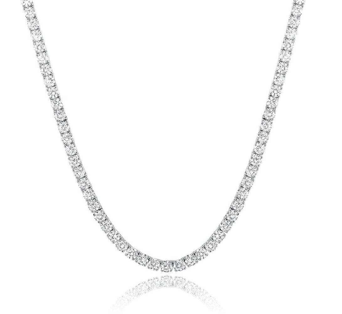 Tennis Necklace 18K White Gold Plated | 4.0mm Round Cubic Zirconia Cut Faux Diamond Tennis Chain ... | Amazon (US)