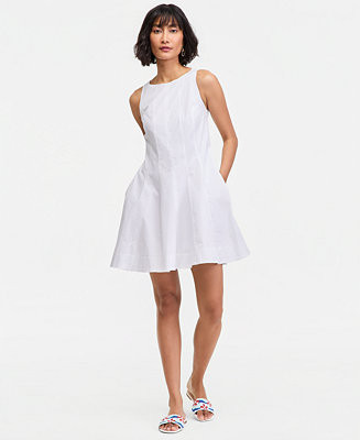 Women's Seamed Boat-Neck Sleevelss Mini Dress | Macy's