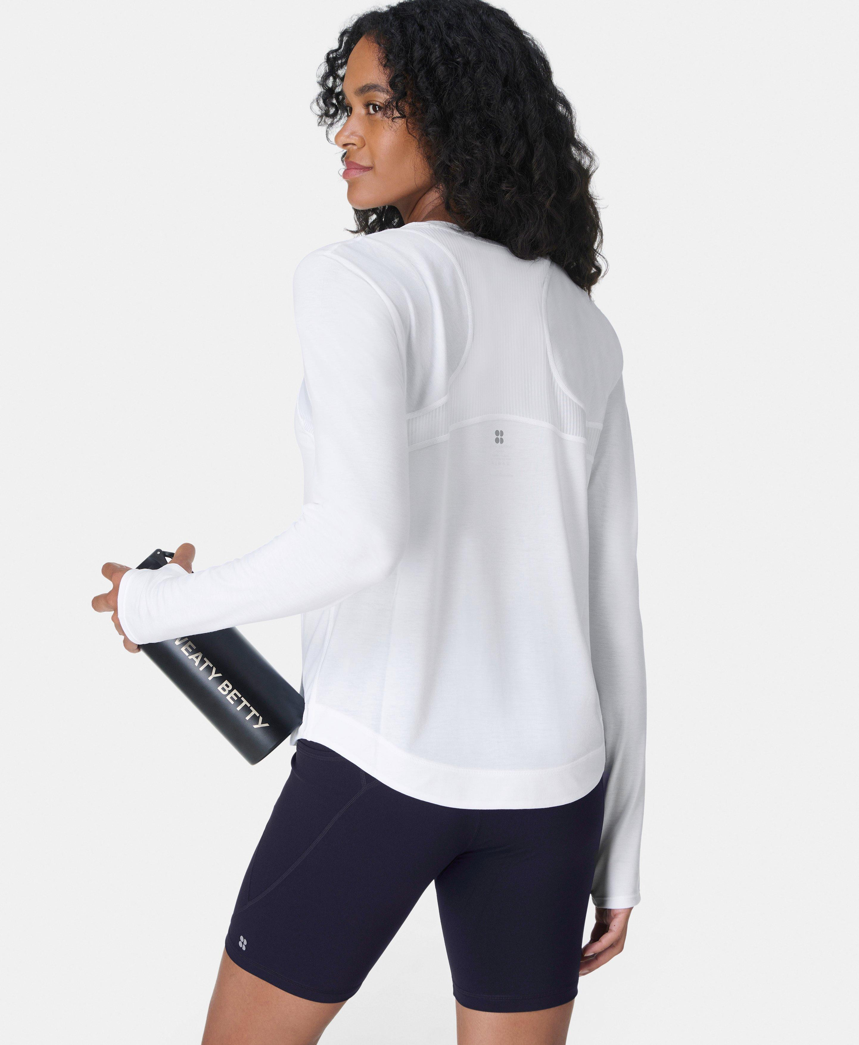 Breathe Easy Mesh Long Sleeve Top - White | Women's Base Layers & Long Sleeve Tops | Sweaty Betty | Sweaty Betty UK