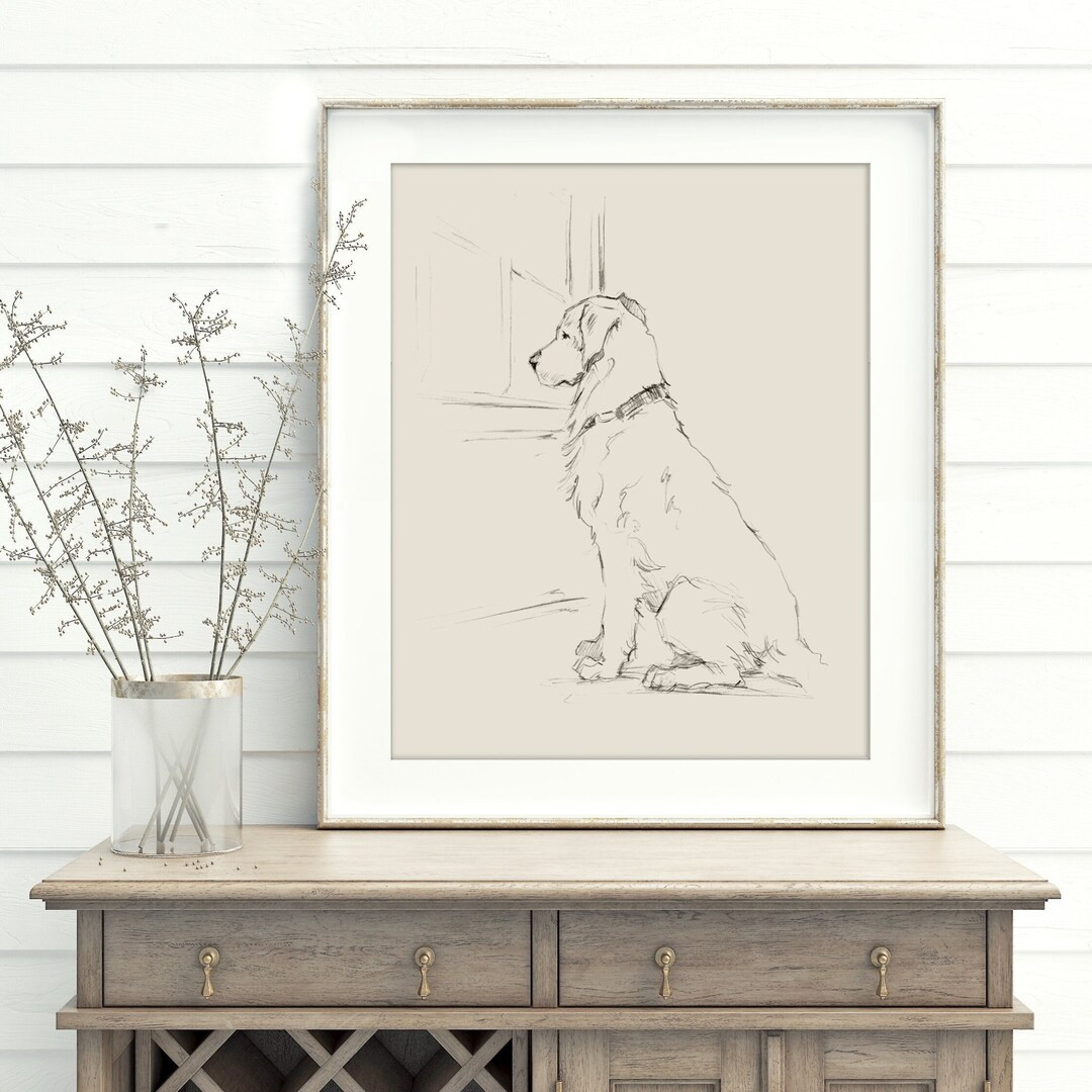 Golden Retriever Fine Art Print. Golden Retriever Drawing. Dog Artwork. Dog Wall Decor. Gifts for... | Etsy (US)