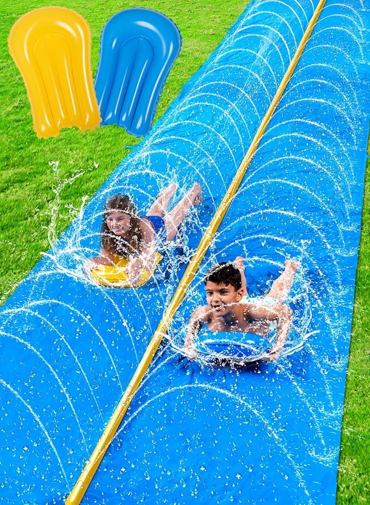 Sloosh Huge Water Slide, 30ft x 6ft Heavy Duty Lawn Water Slide with Built-in Sprinkler and 2 Sli... | Amazon (US)