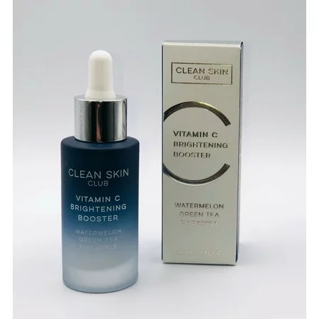 Clean Skin Club Vitamin C Brightening Booster | Pineapple Watermelon & Green Tea | Natural Anti Aging Collagen Stimulating Serum | Acne Scars Sun Damage Wrinkles & Age Spot Treatment | Walmart (US)