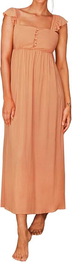 CUPSHE Women Backless Dress Ruffle Cut Out Split Maxi Dress | Amazon (US)