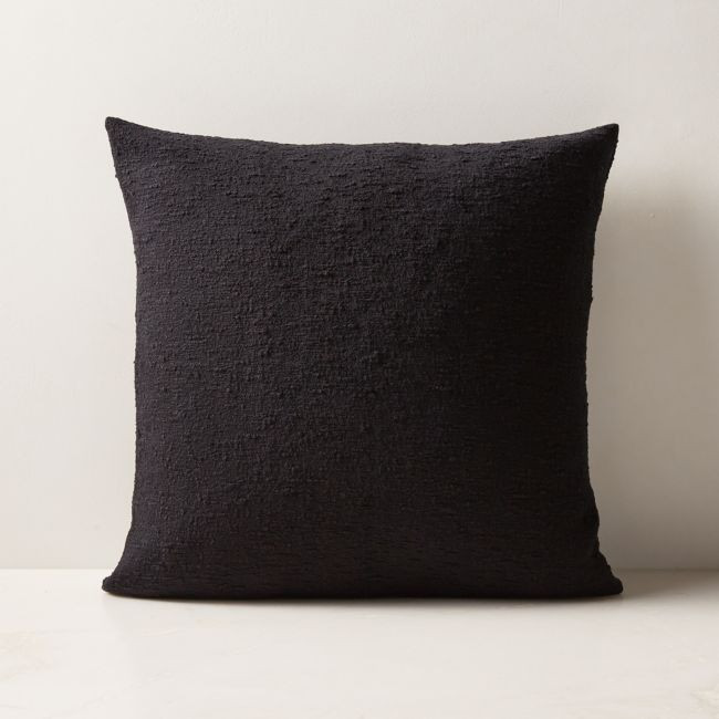 Black Boucle Throw Pillow with Feather-Down Insert 18""x18 | CB2