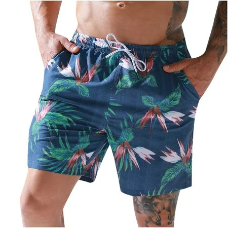 Men s Swim Trunks Summer Quick-Dry Beach Shorts Drawstring Swimsuit Board Shorts Dissolvable Swim Sh | Walmart (US)