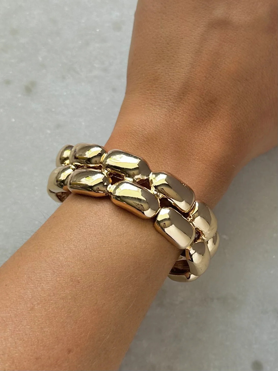 Metal Stretch Bracelet-Gold | These Three