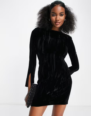 & Other Stories crushed velvet mini dress in black | ASOS (Global)