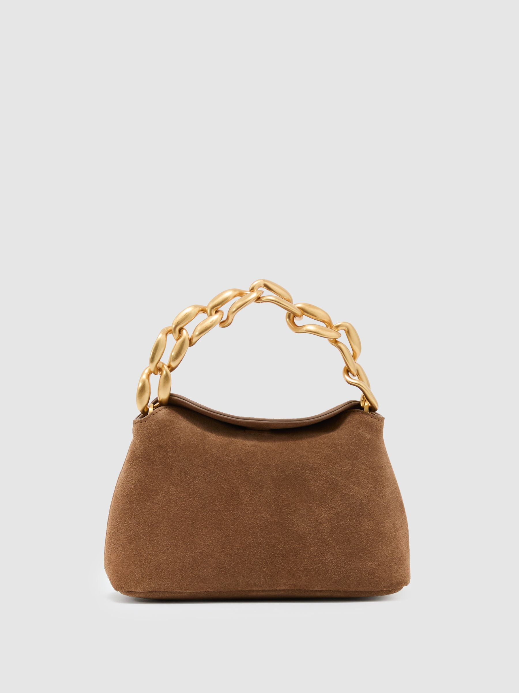 Reiss Suede Chain Grab Bag in Tan | REISS | Reiss DE