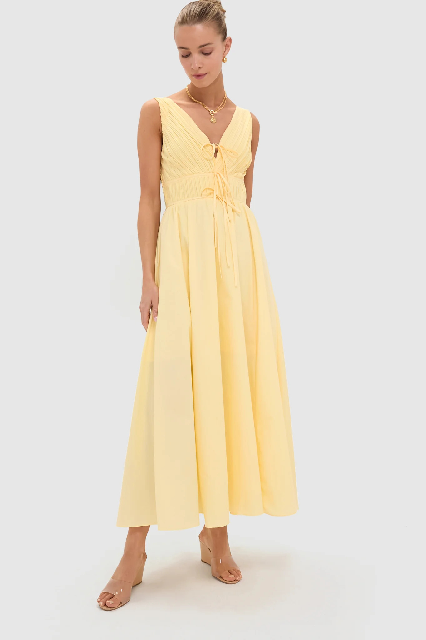 Light Yellow V-Neck Maxi Dress | Tuckernuck (US)