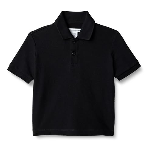 Amazon Essentials Boys' Cotton Spandex Pique Polo Shirt, Black, Small | Amazon (US)