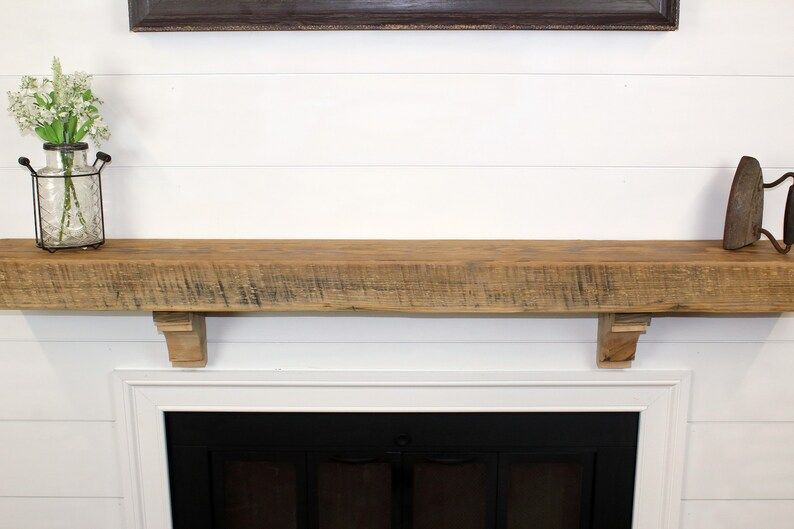 Reclaimed Wood Fireplace Floating Mantel Shelf - 4x8 - Authentic Reclaimed Barn Wood Hand Made Wa... | Etsy (US)