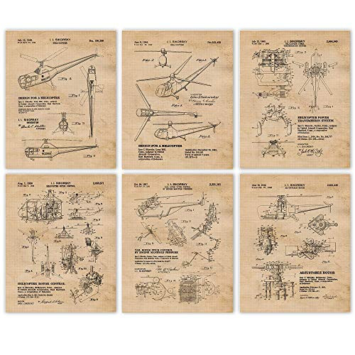 Vintage Sikorsky Helicopters Patent Prints, 6 (8x10) Unframed Photos, Wall Art Decor Gifts Under ... | Amazon (US)