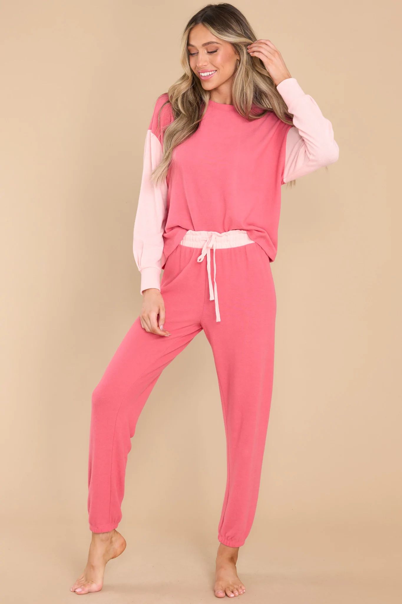 Sweetie Brushed Pink Cherry Joggers | Red Dress 