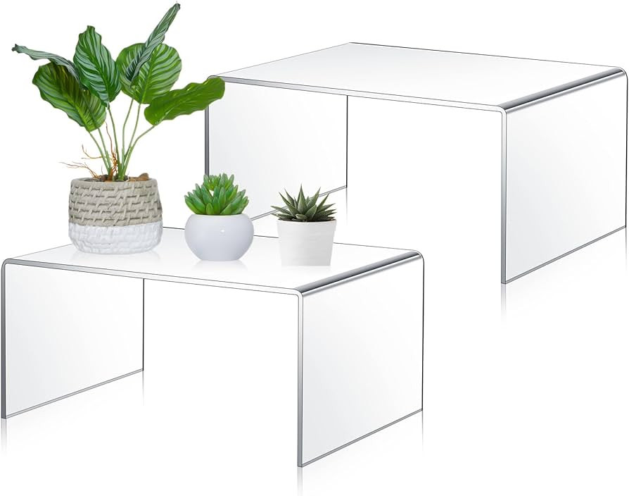 RattanView 2 Pcs 13 Inch Large Acrylic Risers Display Stands 5 mm Thick Acrylic Shelf Riser Showc... | Amazon (US)