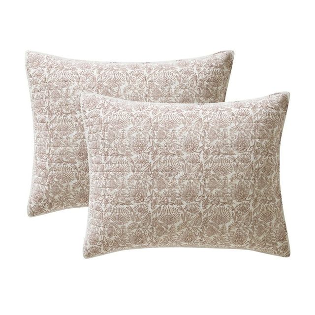 My Texas House Kourtney 3-Piece Taupe Floral Reversible Cotton Quilt Set, Full/Queen | Walmart (US)