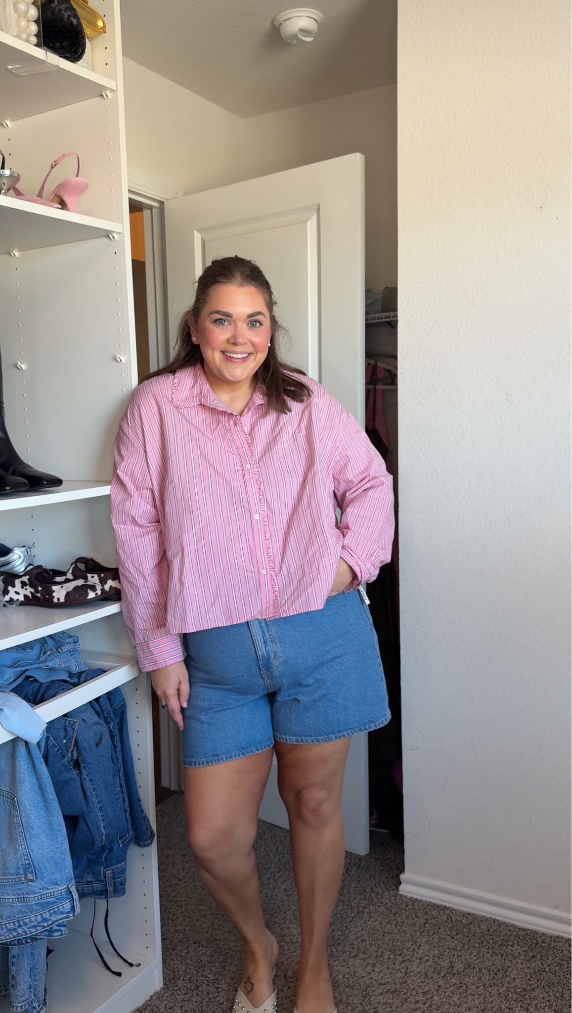 Old navy spring outfit. Wearing xxl in button down for oversized fit and size 16 in shorts 

#LTKPlusSize