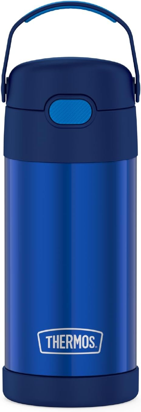 THERMOS FUNTAINER 12 Ounce Stainless Steel Vacuum Insulated Kids Straw Bottle, Blue | Amazon (US)