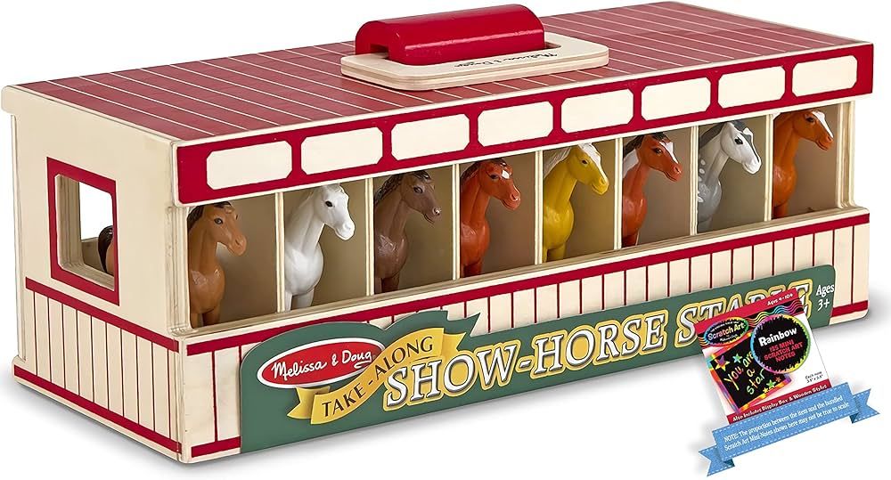 Melissa & Doug Take-Along Show Toy Horse Stable: Play Set Bundle with 1 Theme Compatible M&D Scra... | Amazon (US)