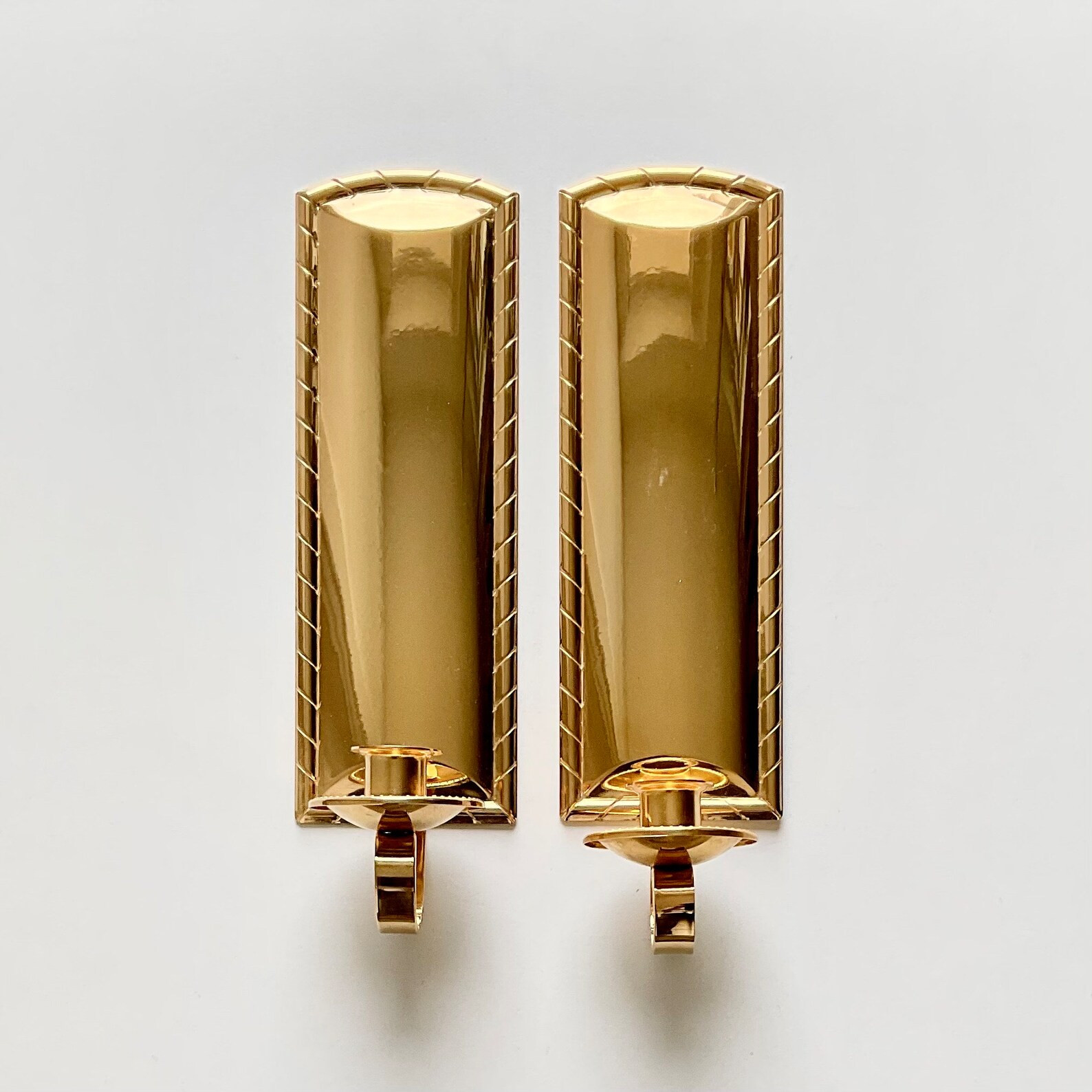 SCANDIA PRESENT A Pair of Gold Plated Brass Wall Candle Sconces Designed by Gunilla Lindahl, Swed... | Etsy (US)