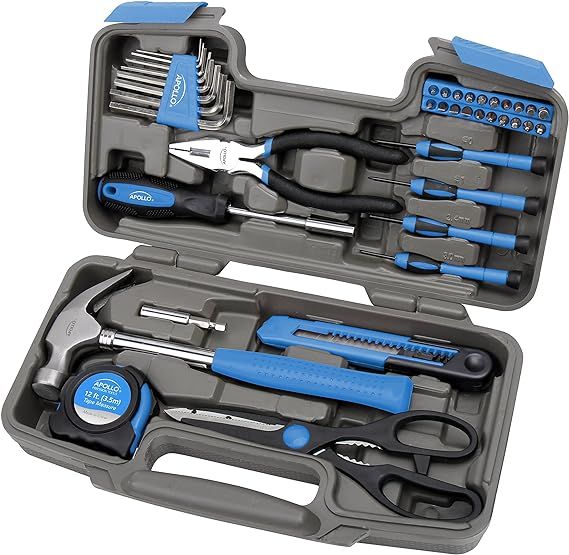 Apollo Tools Original 39 Piece General Household Tool Set in Toolbox Storage Case with Essential ... | Amazon (US)