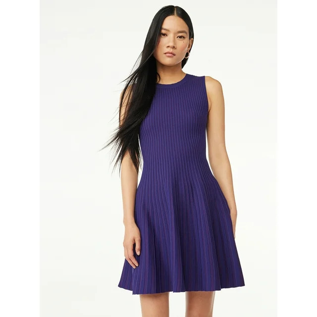 Scoop Women's Striped Mini Sweater Dress, Sizes XS-XXL | Walmart (US)