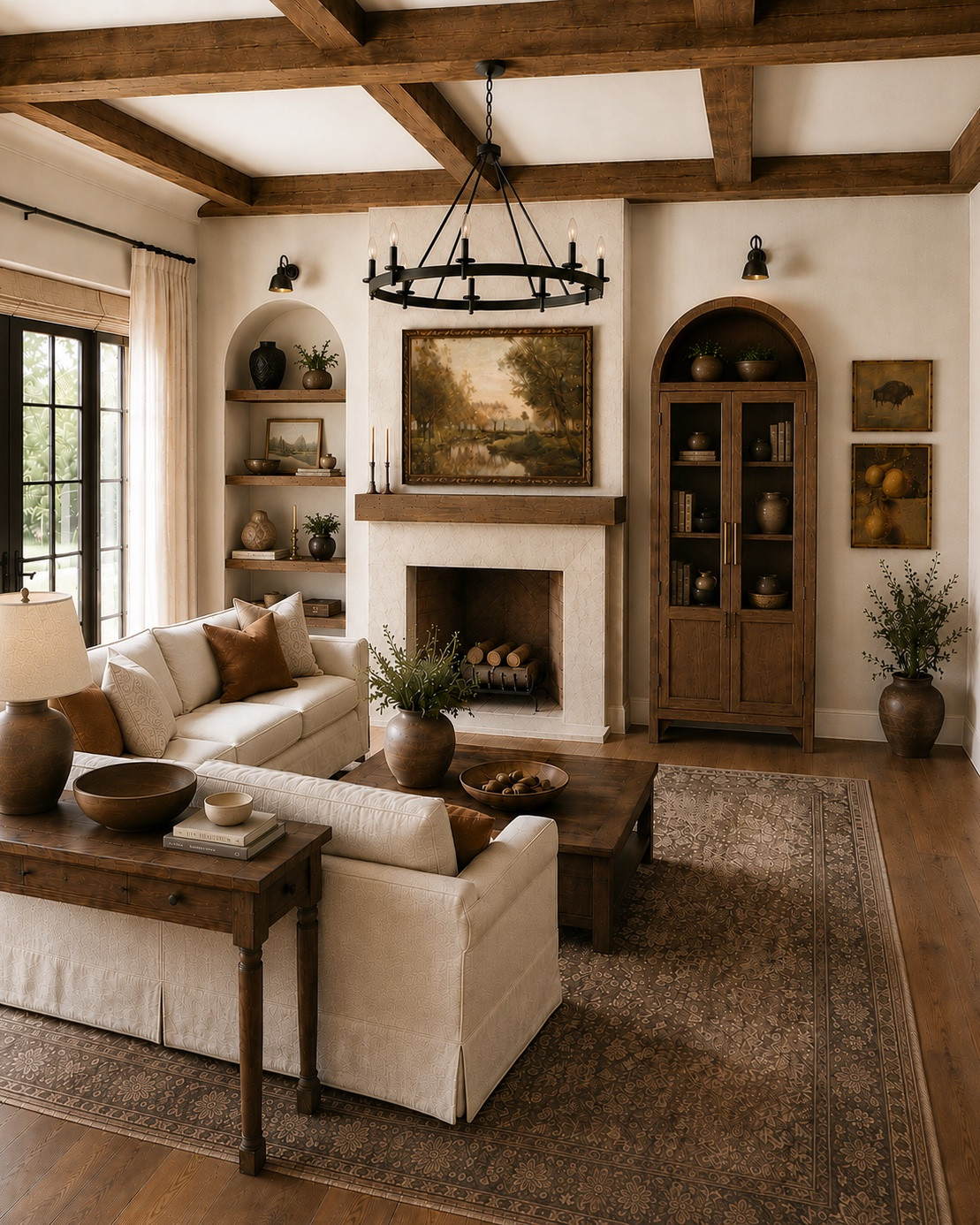 This started with one of my curated shopping guides—a collection of decor pieces chosen because they’re meant to work together. I took it one step further by creating this realistic 3D rendering so you could picture how those pieces might look once they’re incorporated into a finished living room.

The warmth here doesn’t come from every accessory matching. It comes from layering different materials and finishes. The darker wood tones help anchor the lighter upholstery, vintage artwork adds history and character, pottery softens the shelves, and the mix of linen, wood, stone, woven details, and aged metal keeps the room from feeling flat or overly coordinated.

I also tried to leave room for your eye to rest. The built-ins aren’t packed full, the fireplace surround has just enough texture to catch the light, and the larger furniture pieces allow the smaller collected details to stand out without competing with one another.

Swipe to see the original curated shopping guide that inspired this 3D rendering, then shop the featured pieces and similar options below.

Thinking about creating a home that feels more like you? I’d love to help through my virtual home design and styling services. Comment below to learn more.

#LTKHome