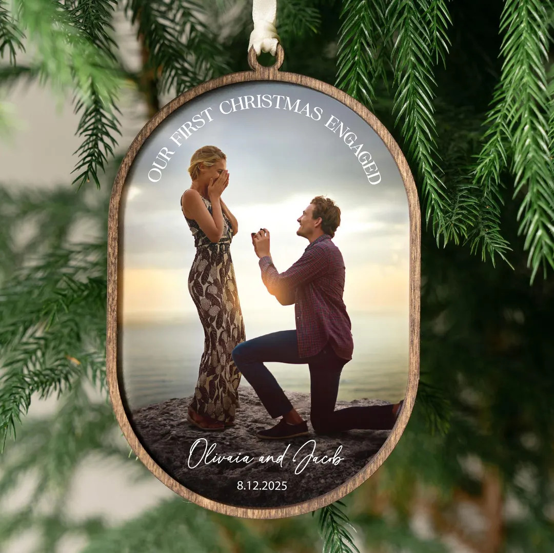 Engaged Ornament With Photo - 3D - Personalized First Christmas Keepsake - Engagement Gift 2025 | Etsy (US)