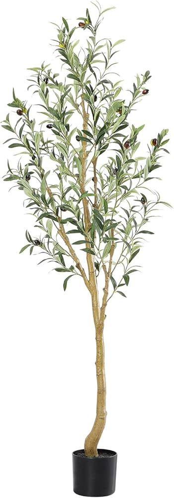 Nafresh Tall Faux Olive Tree，5Ft(60in) Realistic Texture Potted Silk Artificial Olive Tree， F... | Amazon (US)