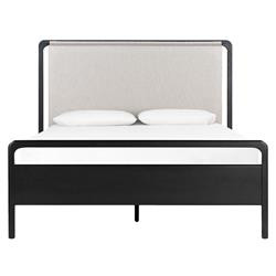Matthew Modern Off White Performance Black Oak Wood Bed - Queen | Kathy Kuo Home