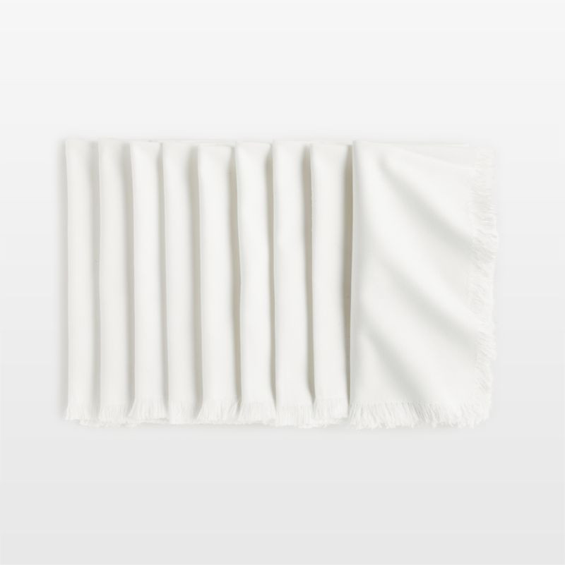 Craft Crisp White Cotton Fringe Napkins, Set of 8 | Crate & Barrel | Crate & Barrel