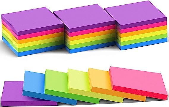 (24 Pack) Sticky Notes 3x3 in Post Bright Stickies Colorful Super Sticking Power Memo Pads, Stron... | Amazon (US)