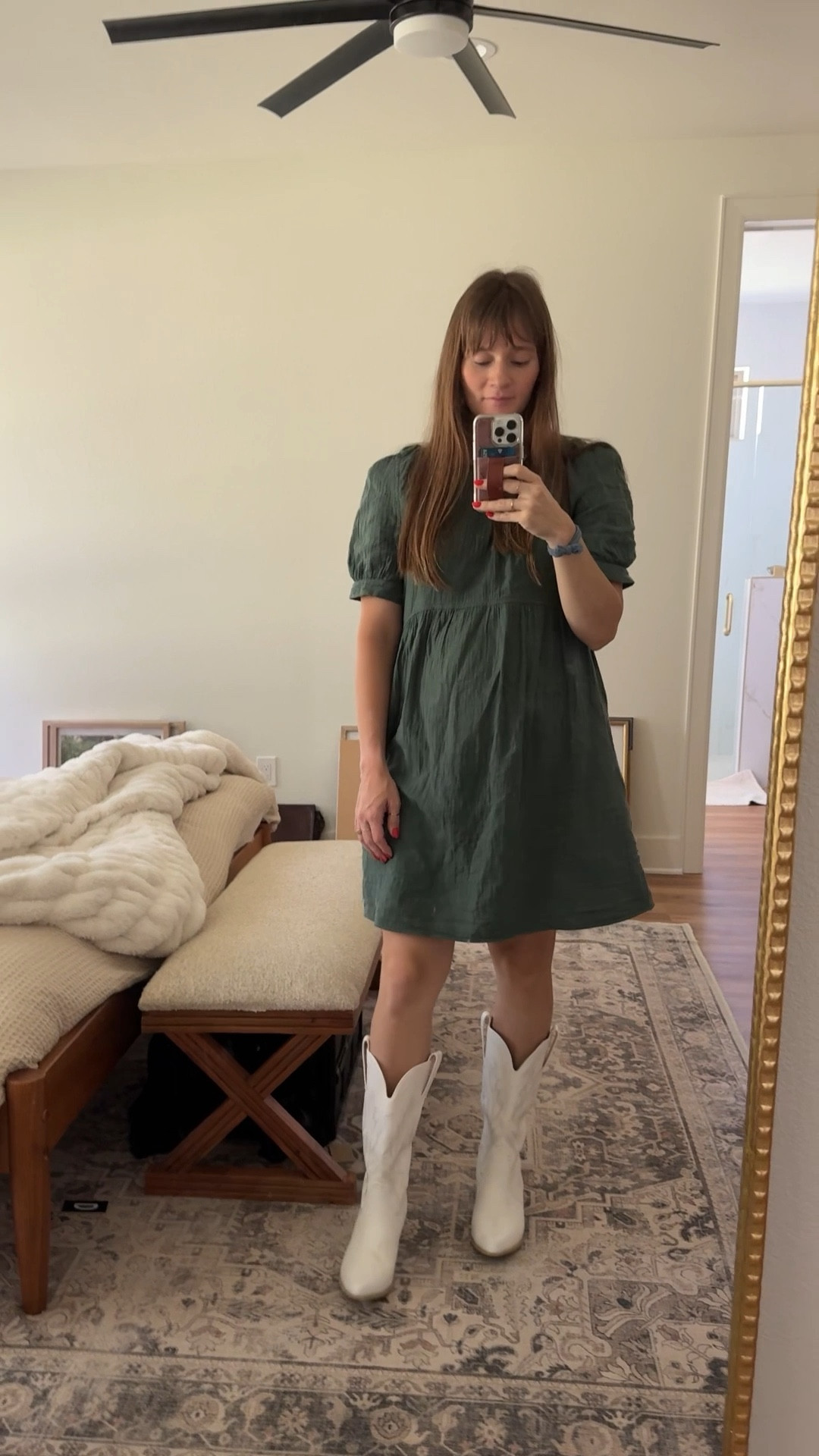 Deciding between the shorter and taller white cowgirl cowboy boots. Both so cute!! Linking the boots and bump friendly dress- works for maternity and not

Boots fit TTS. Wearing a medium dress. I’m 5’5” 

#LTKBump #LTKSaleAlert #LTKShoeCrush