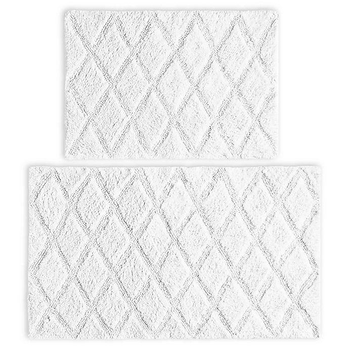 Vera Wang® Tufted Diamond Reversible Bath Rug Set in White | Bed Bath & Beyond