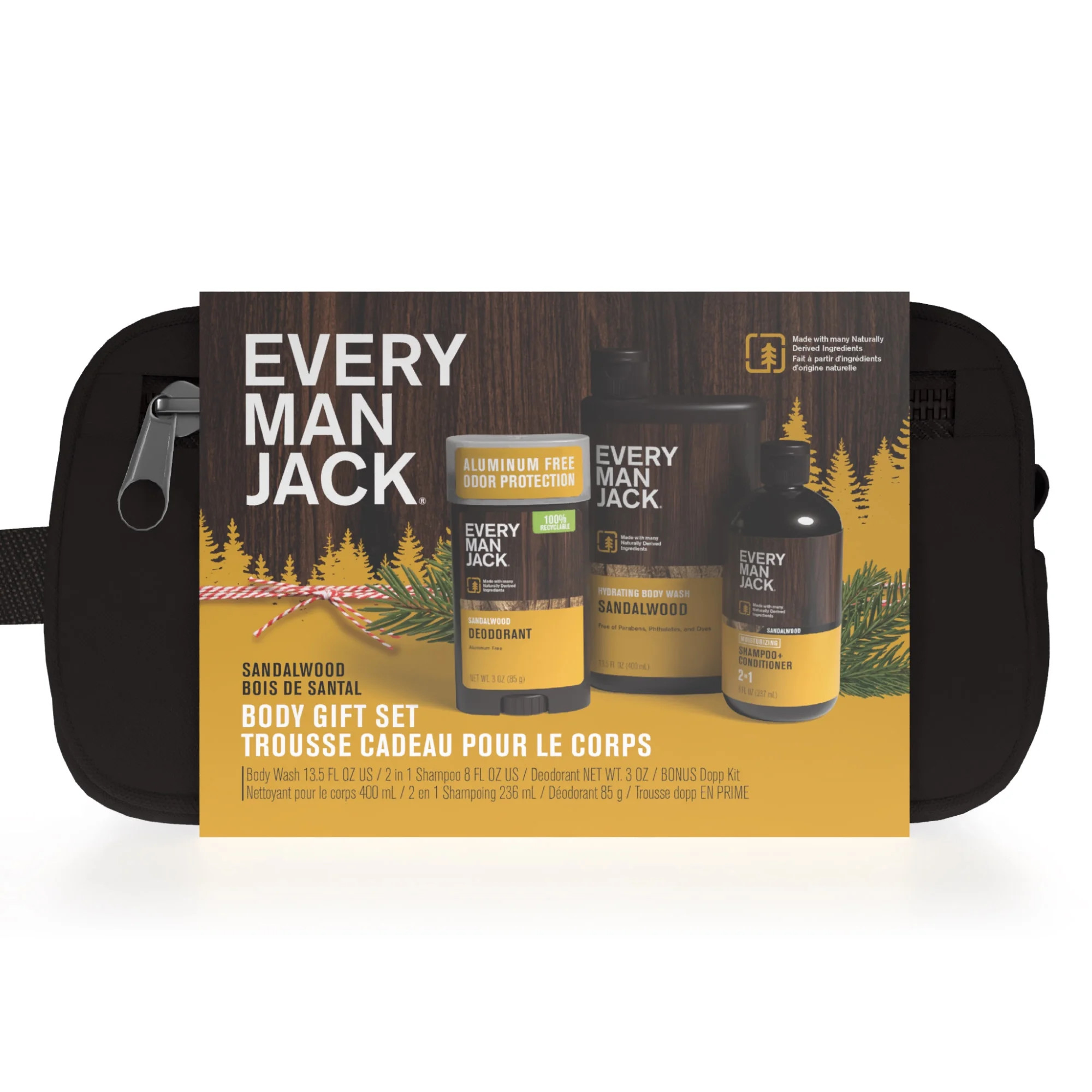 Every Man Jack Sandalwood Holiday Body Dopp Kit, Christmas Holiday Gift Set for All Skin Types, 1... | Walmart (US)