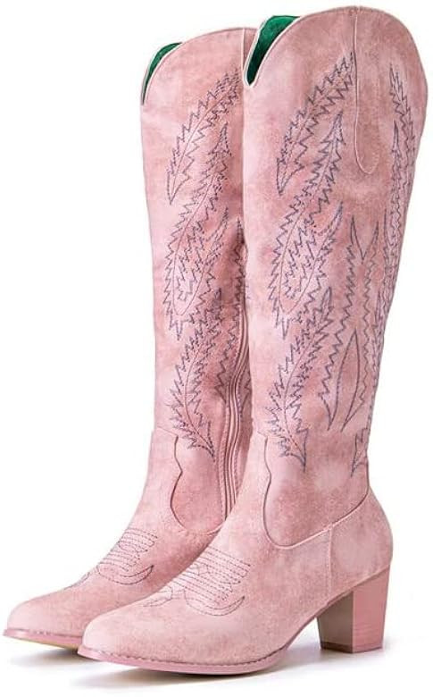 Erocalli Cowgirl Boots Cowboy Boots for Women Chunky Heel Vintage Embroidered Floral Studded Cowg... | Amazon (US)