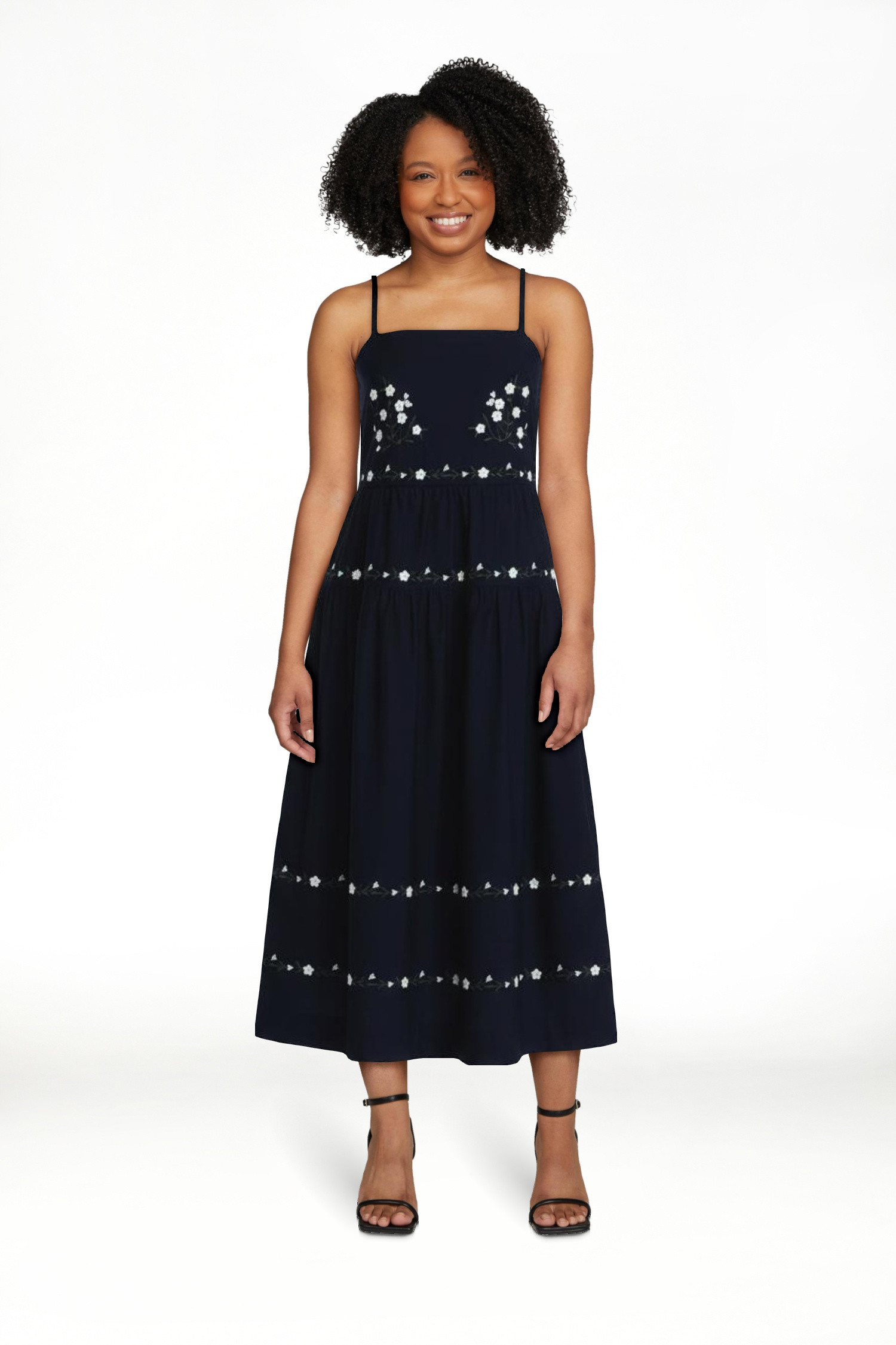 Free Assembly Women's and Women's Plus Embroidered Cotton Midi Dress, Sizes XS-4X | Walmart (US)