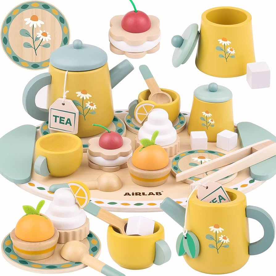 Tea Sets for Toddlers 3-5 Girl Birthday Gift 2 Year Old Princess Party Wooden Play Food Toy Sets ... | Amazon (US)