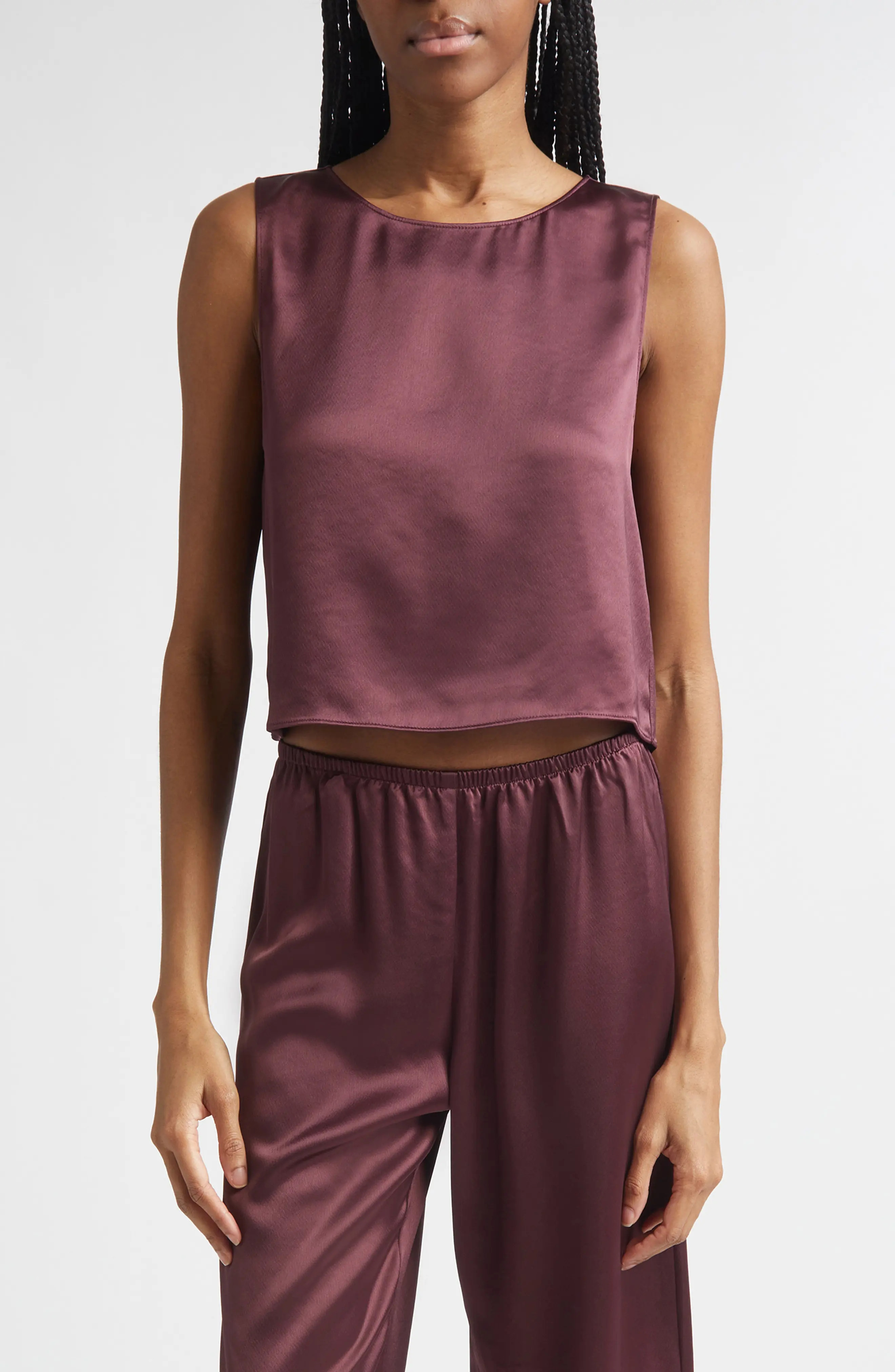 LESET Barb Crop Tank in Malbec at Nordstrom, Size X-Small | Nordstrom