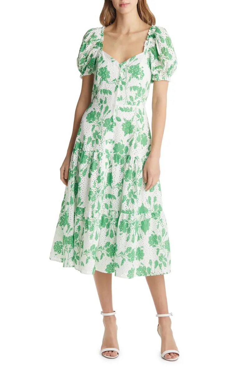 Floral Cotton Eyelet Midi Dress | Nordstrom