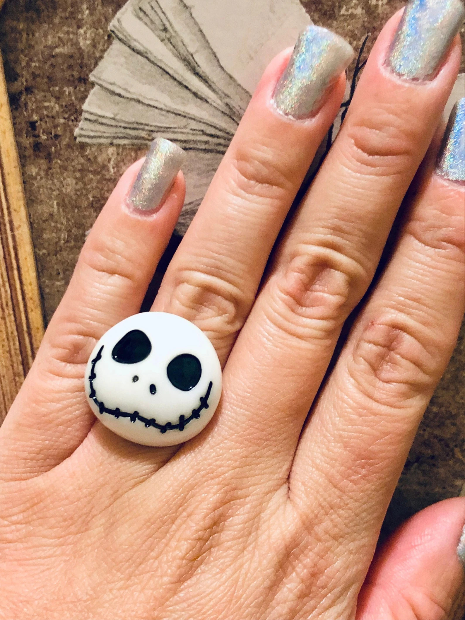 Jack Skellington Ring - Nightmare before Christmas ring - Silver ring - Adjustable ring - Hallowe... | Etsy (Global)