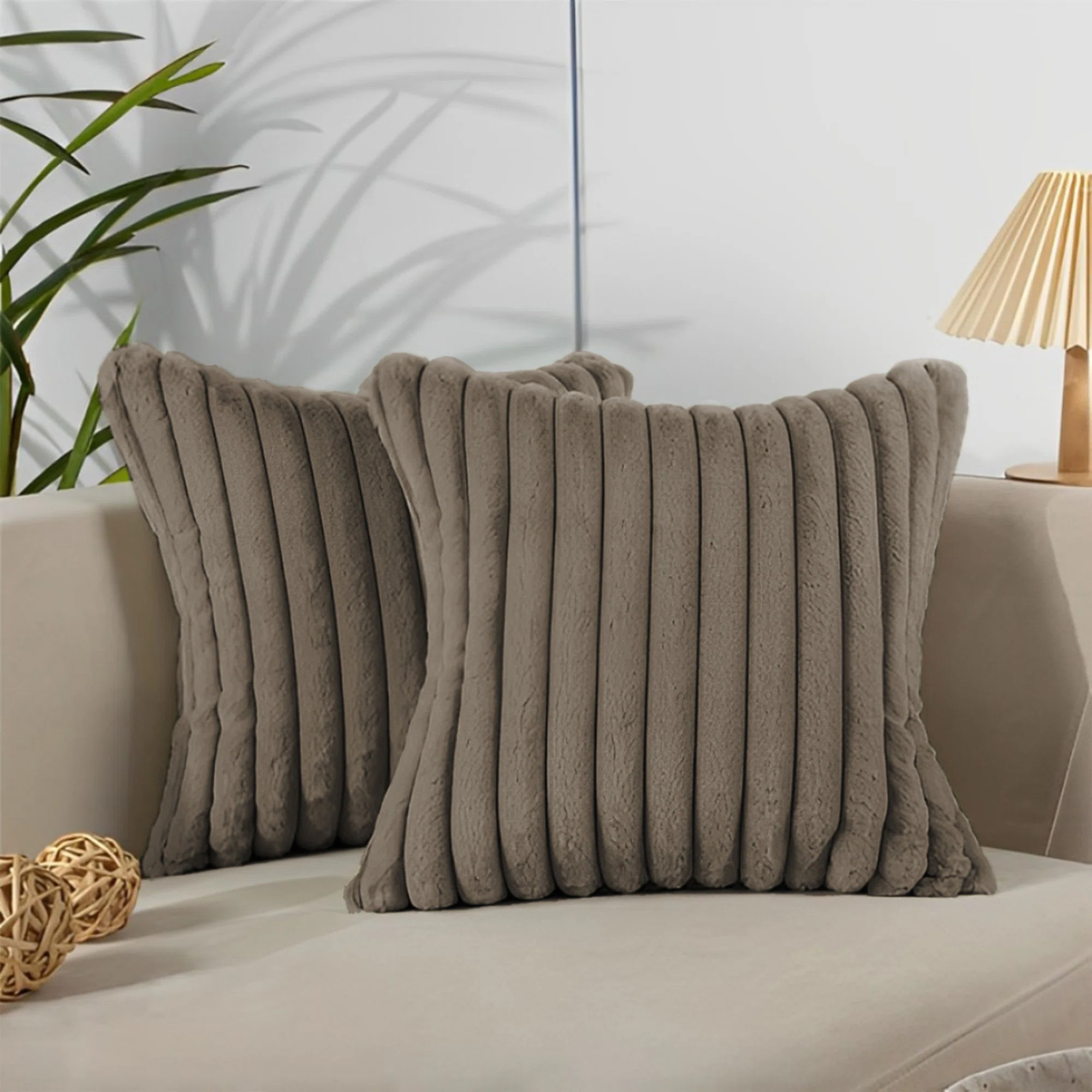 Deconov Upholstered Rabbit Fur Throw Pillow | Wayfair North America