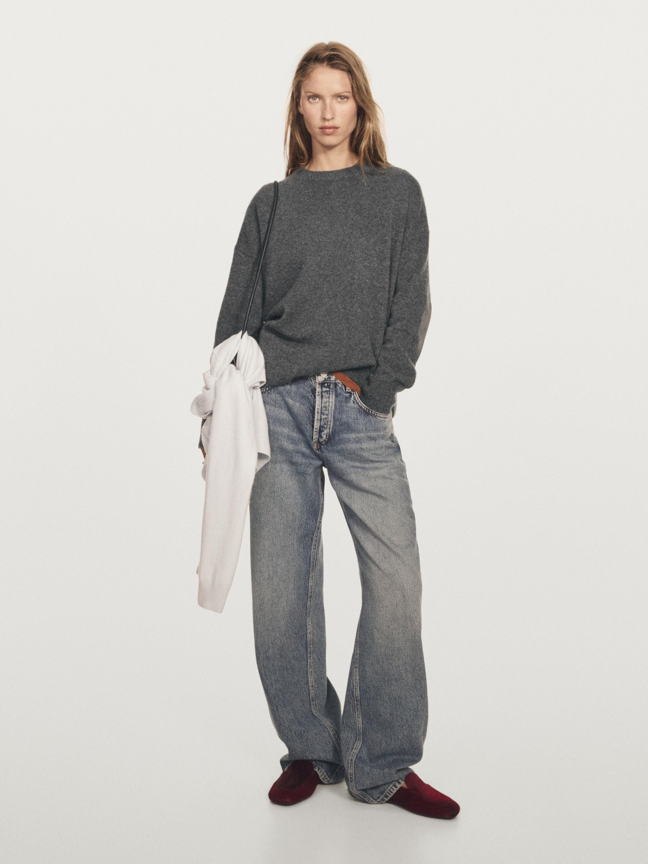 Oversize-Pullover aus 100 % Kaschmir mit Ellbogenschonern | Massimo Dutti DE