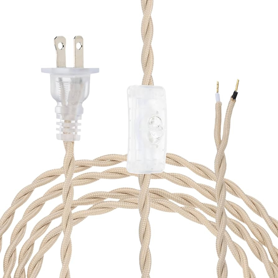 uxcell 8Ft 18/2 Twisted Cloth Covered Lamp Cord, Vintage Fabric Electrical Wire with Switch Butto... | Amazon (US)