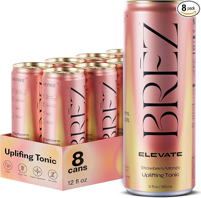 BRĒZ ELEVATE Cordyceps Mushroom Energy Drink for Focus, Clarity & Mood, 80mg Natural Caffeine fr... | Amazon (US)