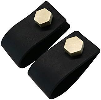 Cabinet Drawer Pull, Black, 5.1" Real Genuine Leather with Brass Hexagonal Hardware, Set of 2 | Amazon (US)