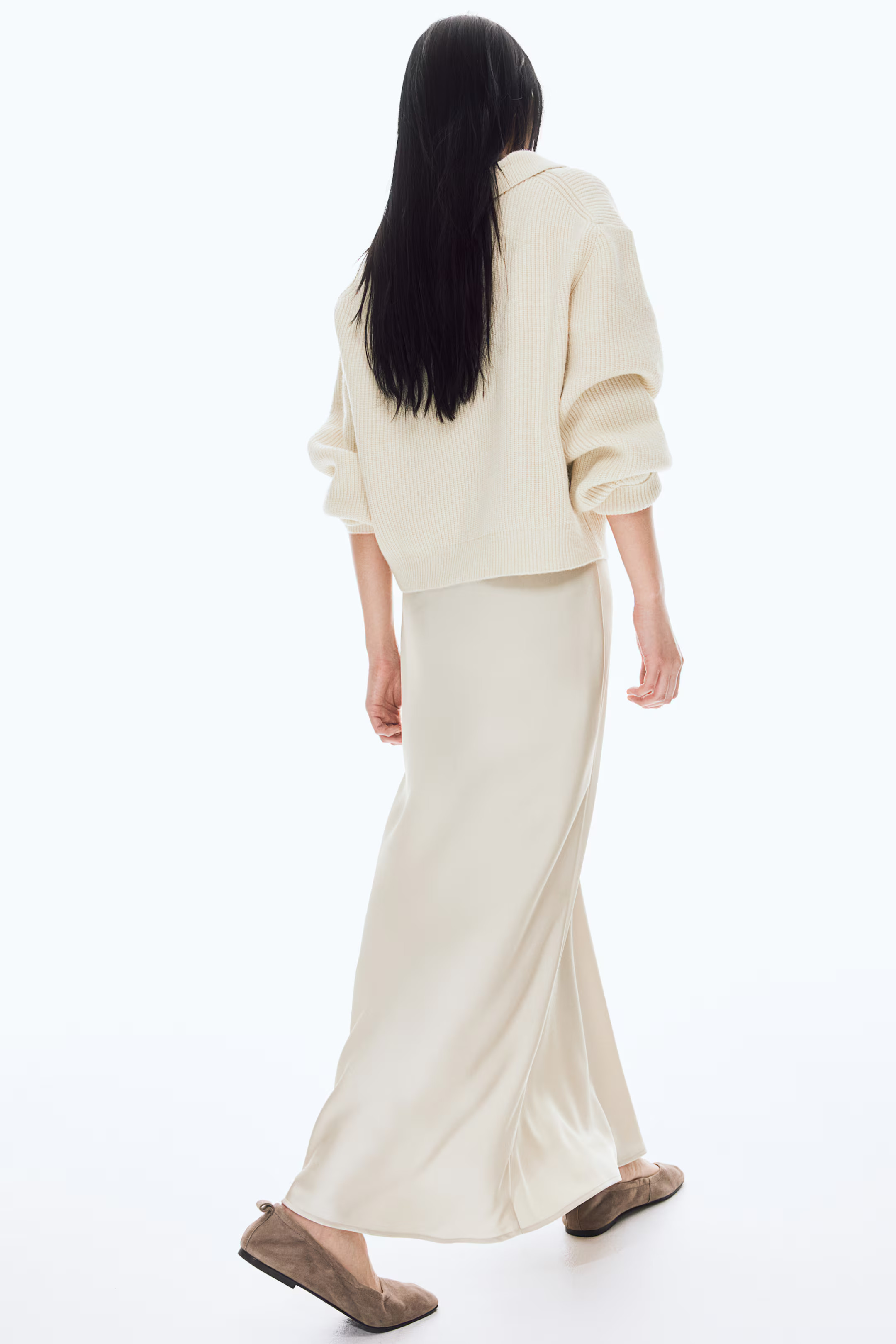 Maxi skirt - Light beige - Ladies | H&M GB | H&M (UK, MY, IN, SG, PH, TW, HK)