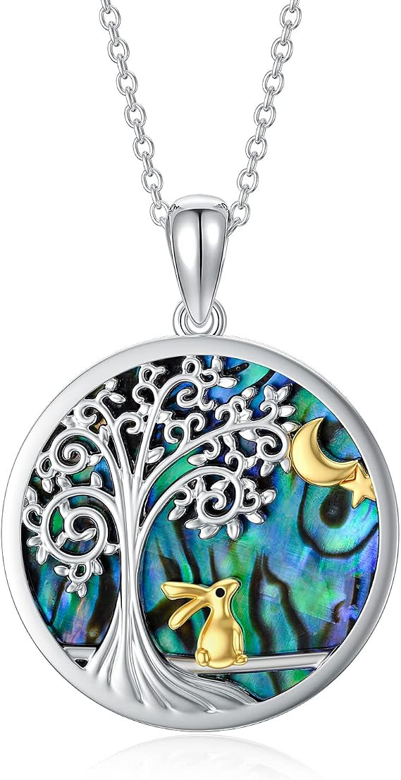 SHUSUKUE Owl/Bunny Tree of Life Necklace Sterling Silver Abalone Jewelry Gifts for Women Girls | Amazon (US)
