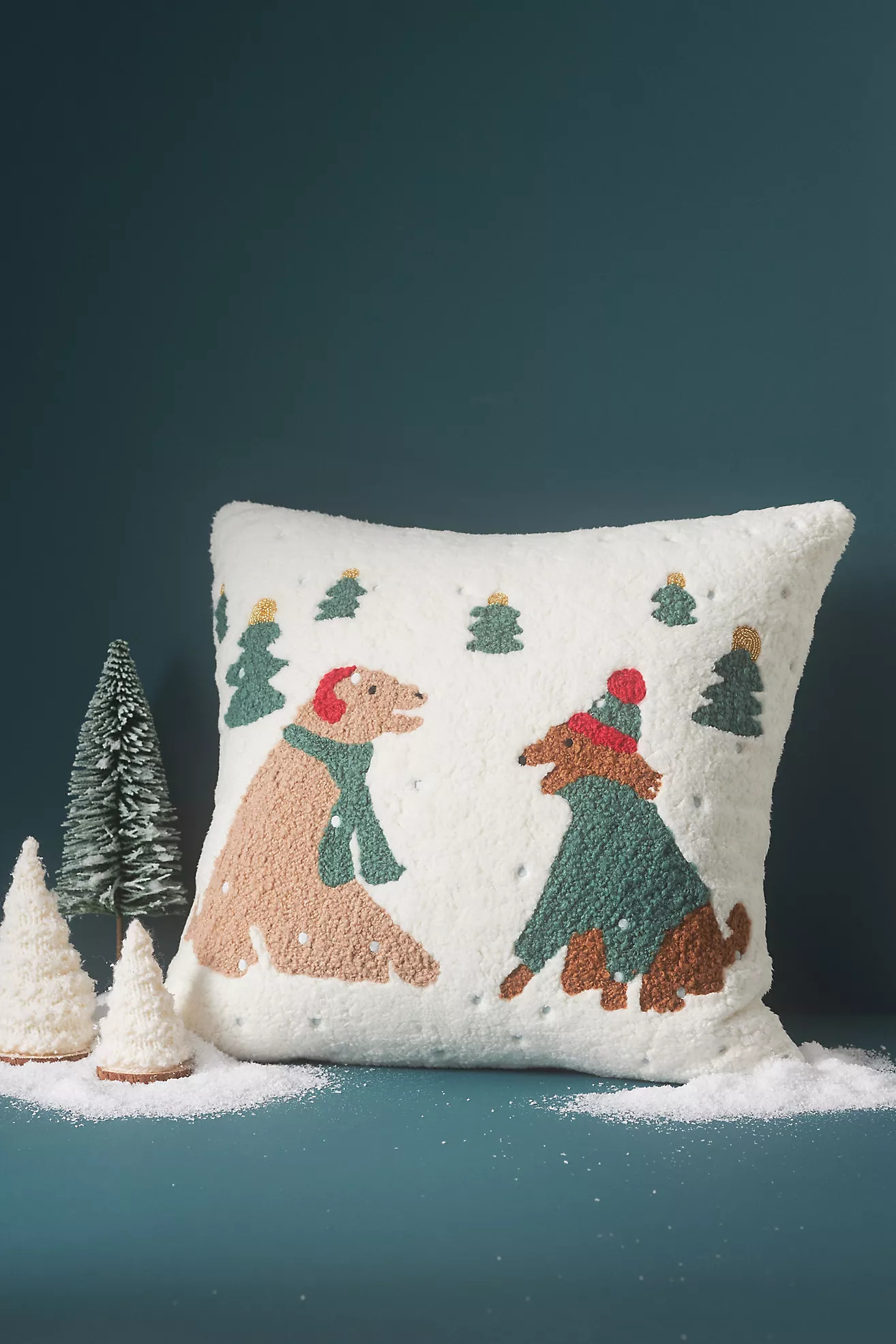 Mila Embroidered Faux-Shearling Pillow | Anthropologie (US)
