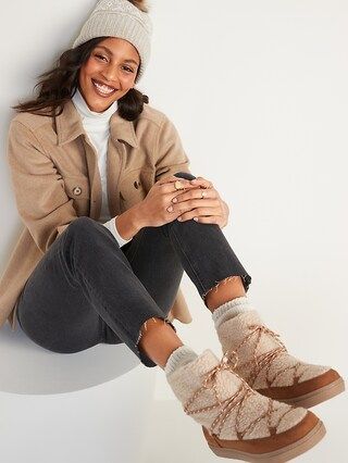 Faux-Fur-Lined Sherpa Boots for Women | Old Navy (US)